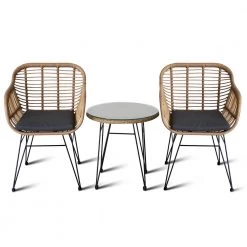 Serenelife Patio Outdoor Rattan Furniture Set SL3PCWRB54