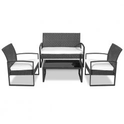 Serenelife Patio Outdoor Rattan Furniture Set 4-Piece SL4PCBK52 Lawn & Garden