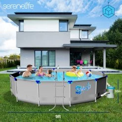 Serenelife Metal Frame Pool Set SLPORND15 Sports & Outdoors