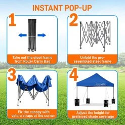 SereneLife Pop Up Canopy Tent Sports & Outdoors