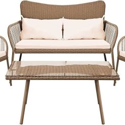 Serenelife Patio Outdoor Rattan Furniture Set 4-Piece SL4PCBG50