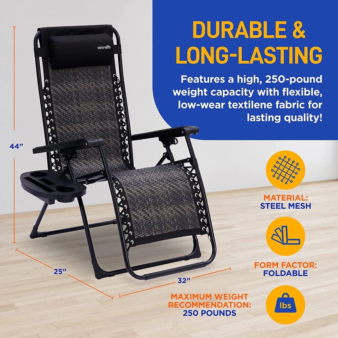 Serenelife Rattan Zero Gravity Lawn Chair SL1ZRC65 1 Serenelife Rattan Zero Gravity Lawn Chair SL1ZRC65