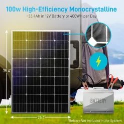 SereneLife Camping & Outdoor Portable Mono Solar Panel Starter Kit SLSPNL10