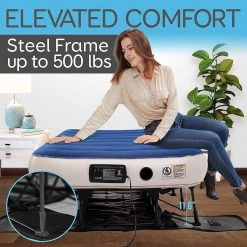 Serenelife Raised EZ-Bed Inflatable Air Mattress With Frame Sports & Outdoors
