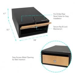 SereneLife Home & Lighting Indoor/Outdoor Wall Mount Locking Mailbox SLSFE31