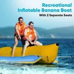 Serenelife Inflatable Banana Boat With Storage Bag 2 Person SLBBFL2