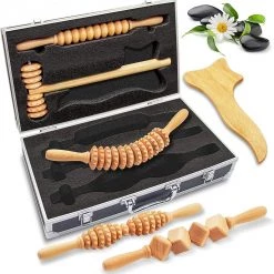 Serenelife Health & Beauty 5 Piece Wood Massage Kit SLMSGRLKT34