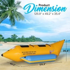 Serenelife Inflatable Banana Boat With Storage Bag 2 Person SLBBFL2