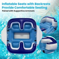 Serenelife Sports & Outdoors Inflatable Floating Island Lounge 4 Seater SLINFL400