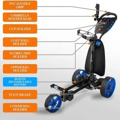 Serenelife Sports & Outdoors 3-Wheel Golf Electric Trolley SLGZELEC 16 Serenelife Sports & Outdoors 3-Wheel Golf Electric Trolley SLGZELEC