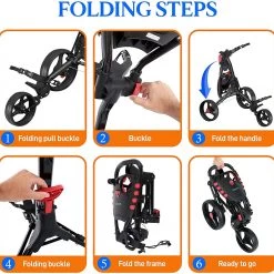 SereneLife Sports & Outdoors Foldable 3-Wheel Golf Push Cart SLG3W