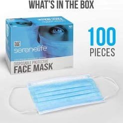 Serenelife 3-Layer Disposable Face Masks SL3PLY100 Health & Beauty