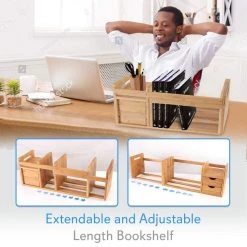 SereneLife Natural Bamboo Bookshelf SLDCAB180