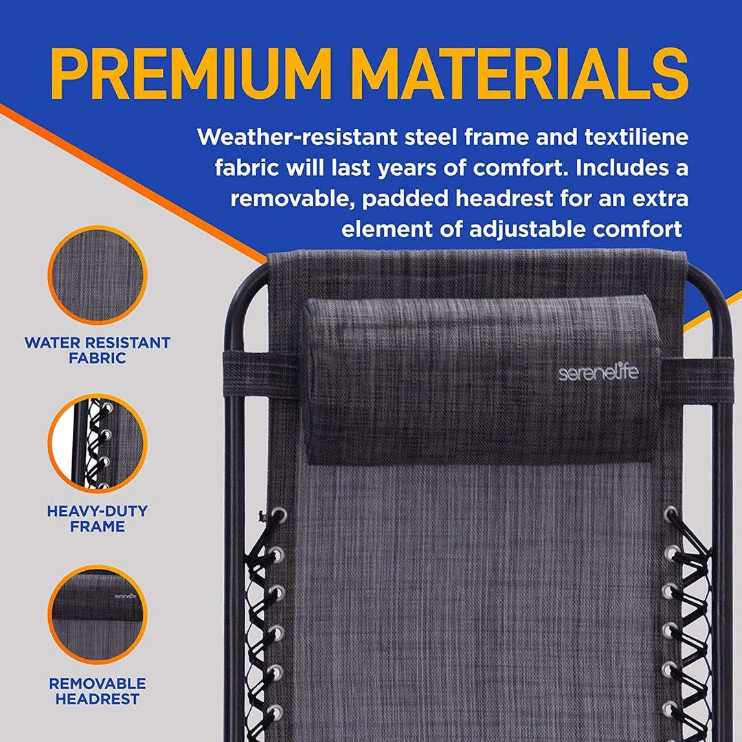 Serenelife Camping & Outdoor Adjustable Zero Gravity Chair Set SLZGHTBGY32 6 Serenelife Camping & Outdoor Adjustable Zero Gravity Chair Set SLZGHTBGY32