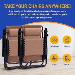 Serenelife Adjustable Zero Gravity Chair Set SLZGHCRM56