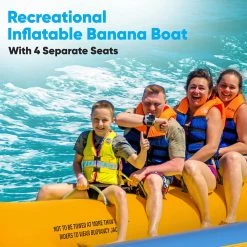 Serenelife Sports & Outdoors Inflatable Banana Boat With Storage Bag 4 Person SLBBFL4