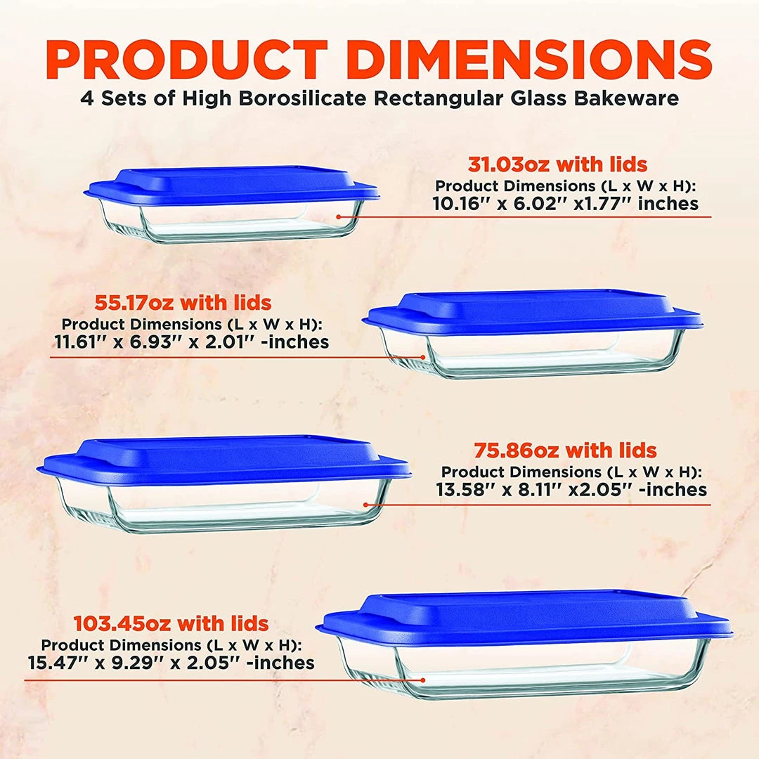 Serenelife Home & Lighting High Borosilicate Glass Bakeware Set 16 Serenelife Home & Lighting High Borosilicate Glass Bakeware Set