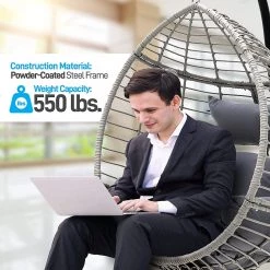 Serenelife Wicker Rattan Swing Chair