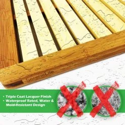 SereneLife Home & Lighting Natural Bamboo Shower Mat SLFBMT10