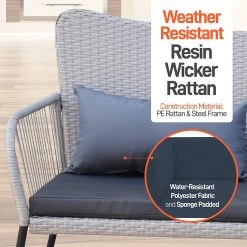 Serenelife Lawn & Garden Patio Outdoor Rattan Furniture Set 4-Piece SL4PCGR51