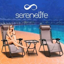 Serenelife Camping & Outdoor Adjustable Zero Gravity Chair Set