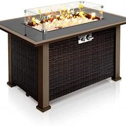 SereneLife Outdoor Propane Gas Fire Pit Table SLFPTL Lawn & Garden