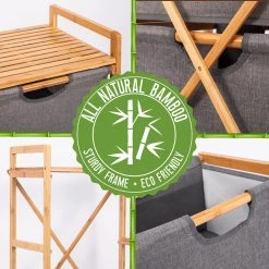 Serenelife Home & Lighting Bamboo Shelf With Storage Hamper SLHMPSHF33