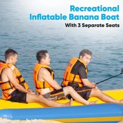 Serenelife Inflatable Banana Boat With Storage Bag 3 Person SLBBFL3 Sports & Outdoors