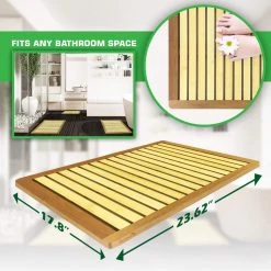 SereneLife Home & Lighting Natural Bamboo Shower Mat SLFBMT10