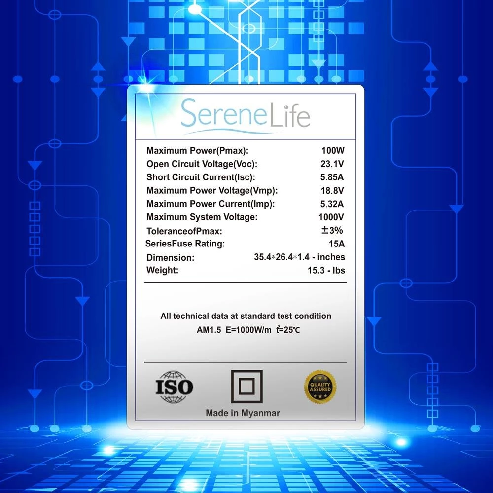 SereneLife Camping & Outdoor Portable Mono Solar Panel Starter Kit SLSPNL10 7 SereneLife Camping & Outdoor Portable Mono Solar Panel Starter Kit SLSPNL10