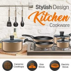 Serenelife Home Kitchen Cookware 11-Piece Set Home & Lighting