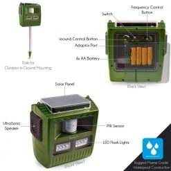SereneLife Waterproof Solar Power Animal Repeller PSLBAR8