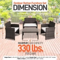 Serenelife Patio Rattan Furniture Set SLOTFX5 Lawn & Garden