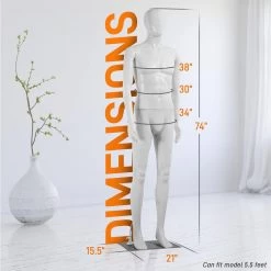 SereneLife 73'' Male Mannequin Torso Dress Form SLMAQML Home & Lighting