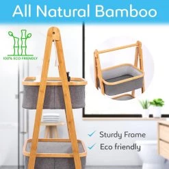 Serenelife Bamboo Shelf With Storage Hamper SLHMPSHF77