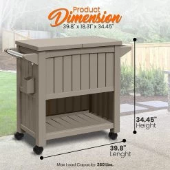 Serenelife Patio Kitchen Cart For Outdoor Use SLSVCT90