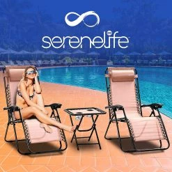 Serenelife Camping & Outdoor Adjustable Zero Gravity Chair Set