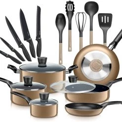 Serenelife Home Kitchen Cookware 20-Piece Set Home & Lighting