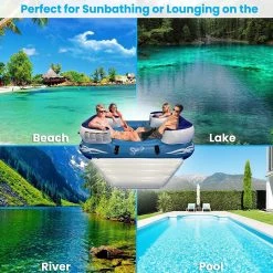 Serenelife Sports & Outdoors Inflatable Floating Island Lounge 4 Seater SLINFL400