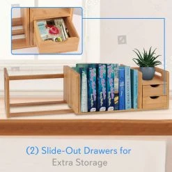 SereneLife Natural Bamboo Bookshelf SLDCAB180
