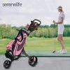 SereneLife Sports & Outdoors Foldable 3-Wheel Golf Push Cart SLG3W
