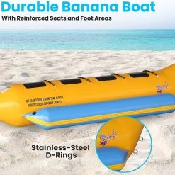 Serenelife Sports & Outdoors Inflatable Banana Boat With Storage Bag 4 Person SLBBFL4