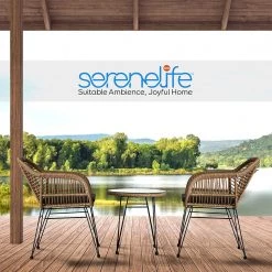 Serenelife Patio Outdoor Rattan Furniture Set SL3PCWRB54