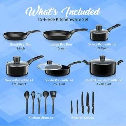 Serenelife Home Kitchen Cookware 20-Piece Set Home & Lighting