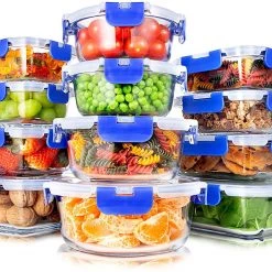 Serenelife Home & Lighting 24-Piece Glass Food Storage Containers SLGL24BL