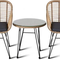 Serenelife Patio Outdoor Rattan Furniture Set SL3PCWRB54