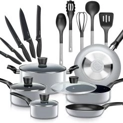 Serenelife Home Kitchen Cookware 20-Piece Set Home & Lighting