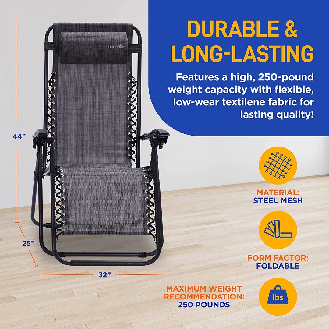 Serenelife Camping & Outdoor Adjustable Zero Gravity Chair Set SLZGHTBGY32 1 Serenelife Camping & Outdoor Adjustable Zero Gravity Chair Set SLZGHTBGY32