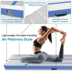SereneLife Sports & Outdoors Inflatable Air Tumbling Mat 9.8Ft SLGM3BL
