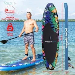 SereneLife Sports & Outdoors SUP Inflatable Paddle Board